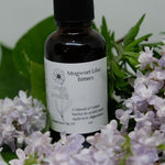 A bottle of Loomis Hill Botanicals' lilac mugwort bitters.